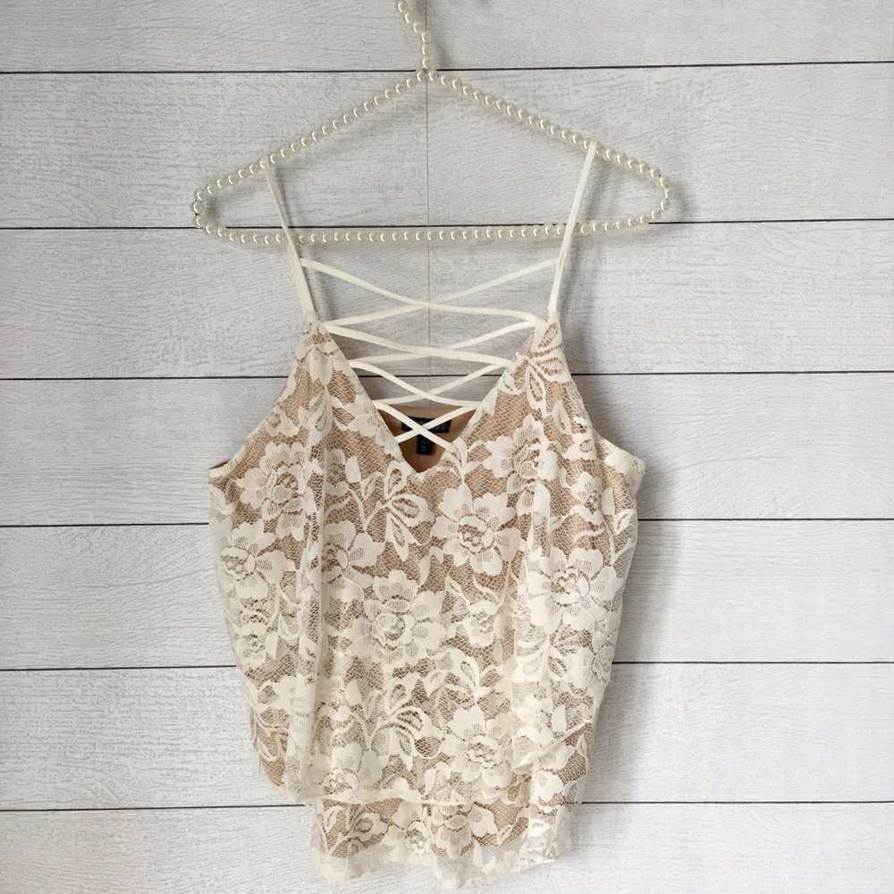 Gorgeous Express cream lace strappy tank✨medium - Picture 1 of 4